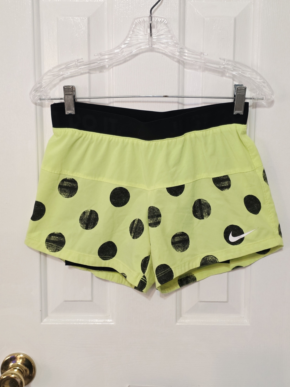 Nike Women’s Neon Yellow Polka Dot Athletic Shorts XS